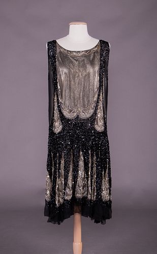 SEQUIN & BEAD ENCRUSTED EVENING DRESS, MID 1920s