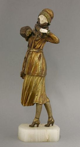 Demétre H Chiparus (Romanian, 1886-1947),<BR>'Winter', a gilt bronze and ivory figure of an elegant