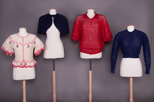 FOUR KNIT OR CROCHET SWEATERS, FRANCE & AMERICA, 1930s & c. 1962