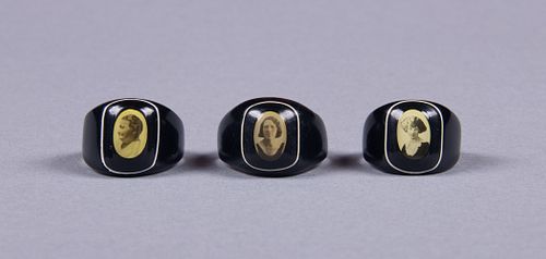 THREE CELLULOID PRISON RINGS, AMERICA, 1930-1940s