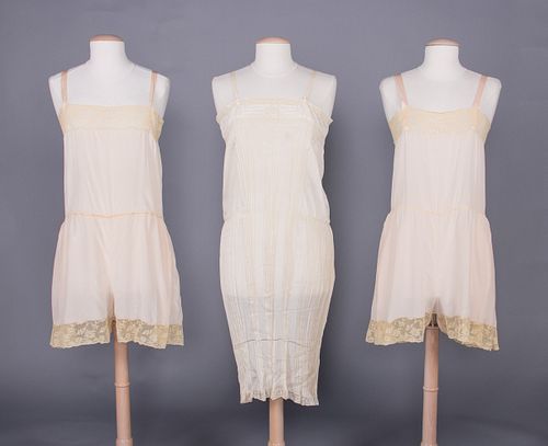 TWO SILK STEP-INS & ONE SLIP, 1920s
