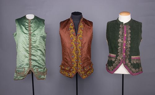ONE BESPOKE & TWO THEATRICAL WAISTCOATS, 1770s & EARLY-MID 19TH C