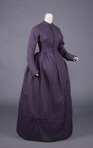 WOOL & SILK DAY DRESS, 1860-1870s