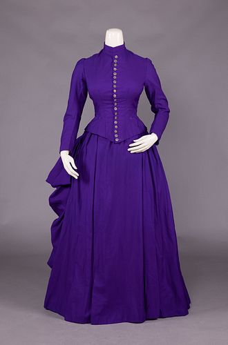 MAUVINE PURPLE DAY DRESS, EARLY 1880s