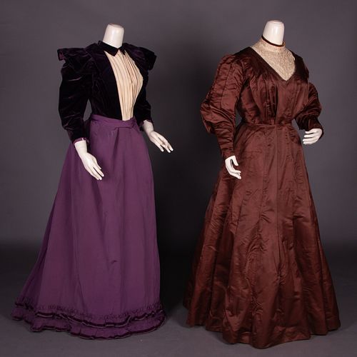 TWO SILK DAY DRESSES, c. 1893 & c. 1902