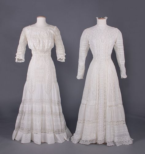 TWO LACE TEA DRESSES, 1908-1910