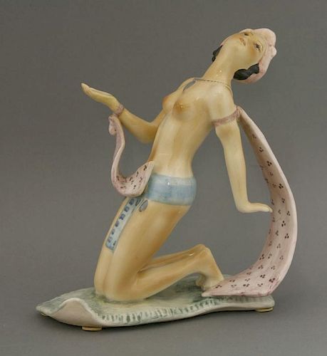A Lenci figure,<BR>of a kneeling dancer, inscribed 'Lenci, Made in Italy Torino LE' with Lenci Torin