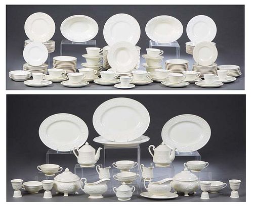 Large Set of One Hundred Sixty-Two Pieces of Wedgwood Embossed Queensware, 20th c., consisting of 19 dinner plates, 5 soup bowls, 4 berry bowls, 28 sa