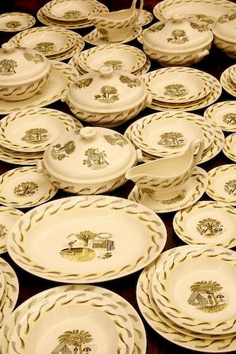 An extensive Wedgwood 'Garden' dinner service,<BR>designed by Eric Ravilious, twelve place settings