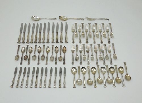 Wallace "Romance of the Sea" Sterling Flatware, 75 Pieces.