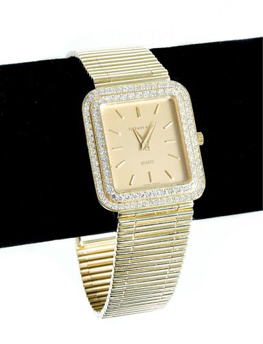 Tiffany & Co 25.5mm 18k YG Diamond Quartz Watch
