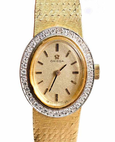 Omega 14k Yellow Gold & Diamond Ladies Watch