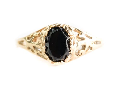 10k Yellow Gold & Onyx Ring, Reed Jewelers, Size 4