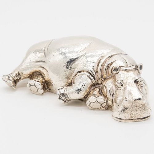 Asprey Silver Figure of a Reclining Hippo