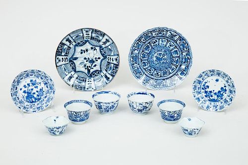 Group of Ten Chinese Blue and White Porcelain Articles