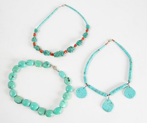 Three Native Turquoise Necklaces