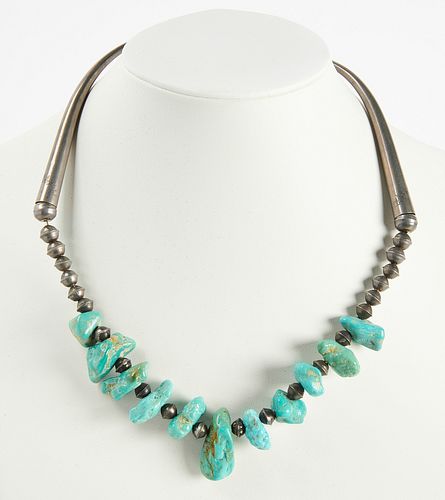 Silver Necklace with Turquoise