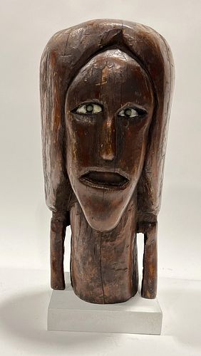 Folk Art Carved Native Head