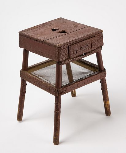 Afro- American Carved and Painted Stool
