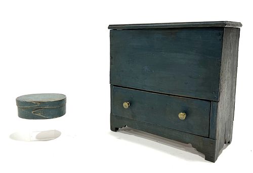 Painted Oval Box and Miniature Blanket Chest