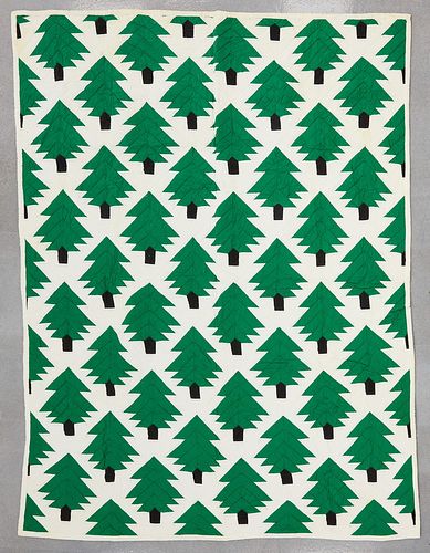 Quilt with Evergreen Trees