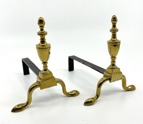 Pair of Miniature Brass Andirons