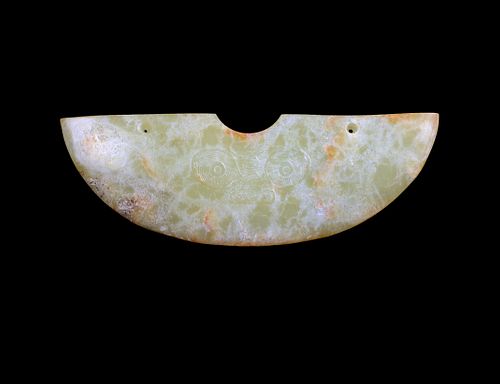 Huang Pendant with Animal Mask Engraving, Late Neolithic Period, Liangzhu Culture (3200 - 2300 BCE)