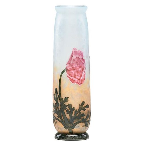 DAUM Fine cameo and martelé glass vase