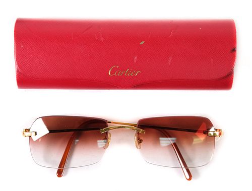 Cartier Kadja Rimless Sunglasses w/ Accessories