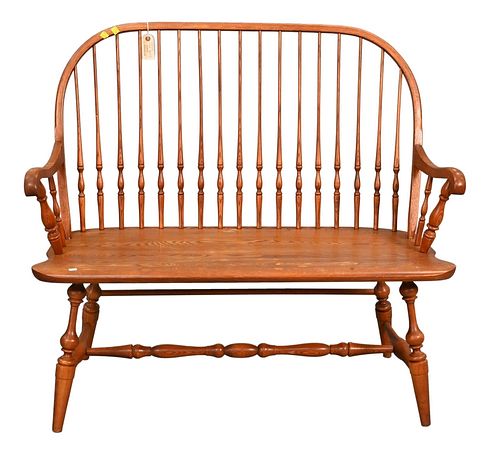 Hitchcock Windsor Style Bench, height 40 inches, length 44 inches.