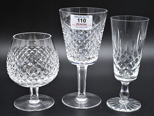 39 Piece Waterford Crystal Set, Alana pattern, to include 12 goblets, 12 snifter glasses, 14 champagne flutes, along with one cup.