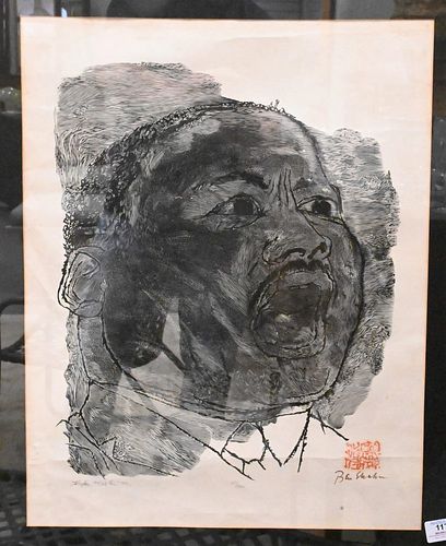 Ben Shahn (American, 1898 - 1969), "Martin Luther King, Jr.", 1966, engraving, edition 227/300, pencil signed lower right and titled lower left, 22 2/