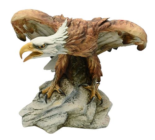 Giuseppe Tagliariol Tay Porcelain Model, American bald eagle, editioned and signed G. Tagliariol, height 12 1/2 inches. Provenance: Collections of Nor