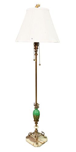 Victorian Floor Lamp, having scrolled base with flowers, height 64 inches.