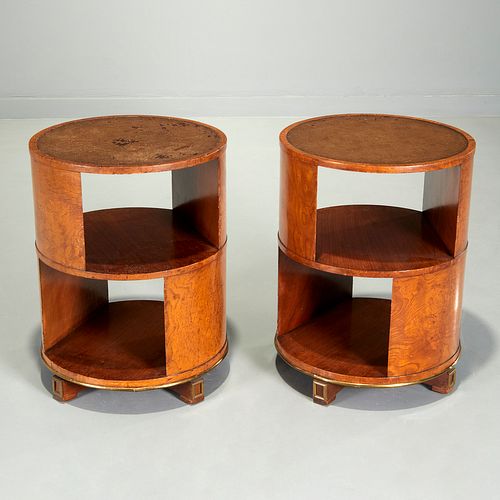 Nice pair Art Deco revolving bookcase tables