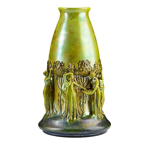 ZSOLNAY Massive vase with maidens