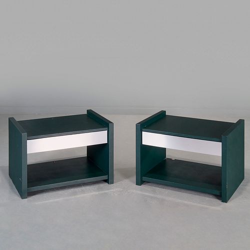 Karl Springer (style), pair tiered nightstands