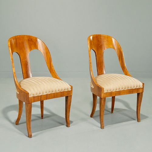 Pair Biedermeier spoonback chairs