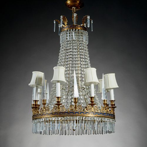 Baltic Neoclassical ormolu and crystal chandelier