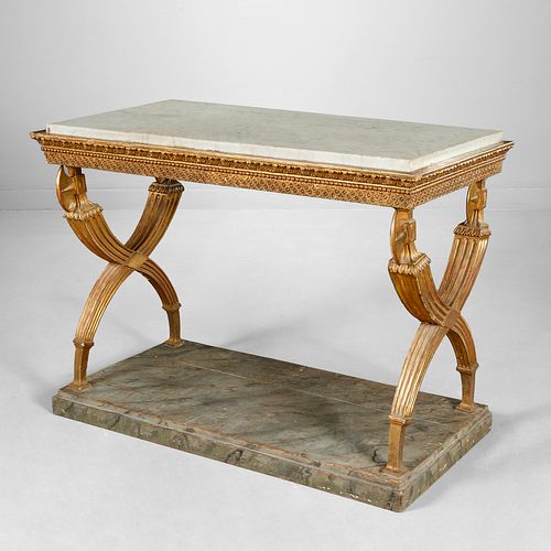 Russian Neoclassical giltwood and marble console
