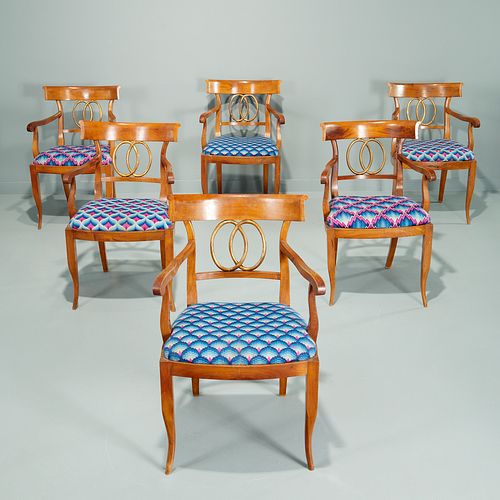 (6) Italian parcel gilt fruitwood dining chairs