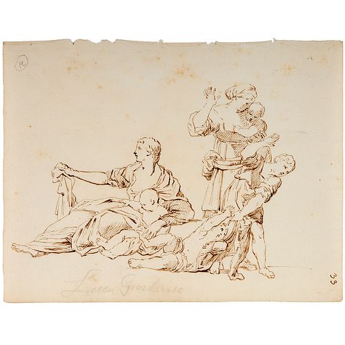Luca Giordano (attrib.), ink on paper drawing