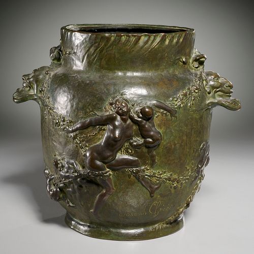 Joseph Cheret, large bronze vase