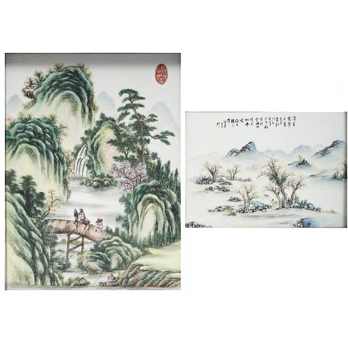 (2) Chinese painted porcelain plaques