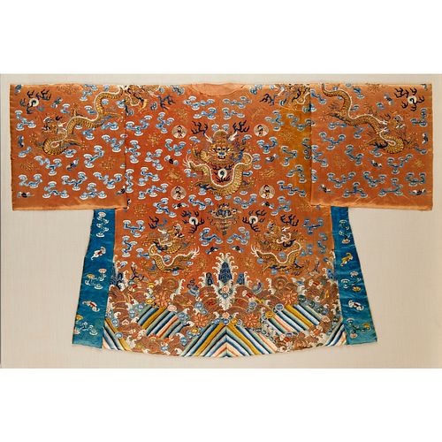 Antique Chinese embroidered silk robe
