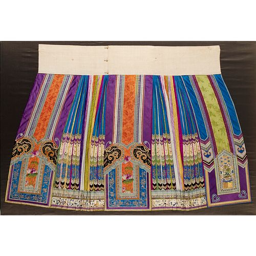 Antique Chinese embroidered silk skirt