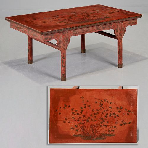 Chinese red lacquered low altar table