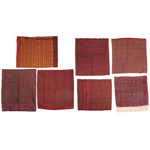 (7) Southeast Asian silk ikat & batik sarongs