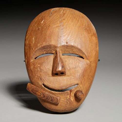 Inuit wood carved Inupiaq Portrait mask