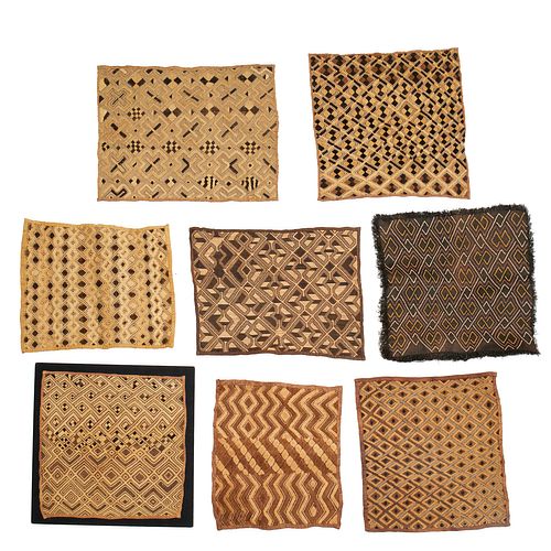 Kuba Peoples, (8) geometric design textile panels